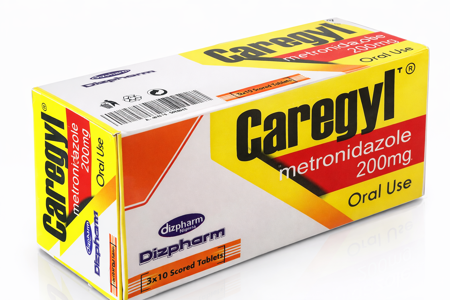 Caregyl Metronidazole BP 200mg Tablets — Blister Pack packaging · NAFDAC certified Dizpharm Nigeria