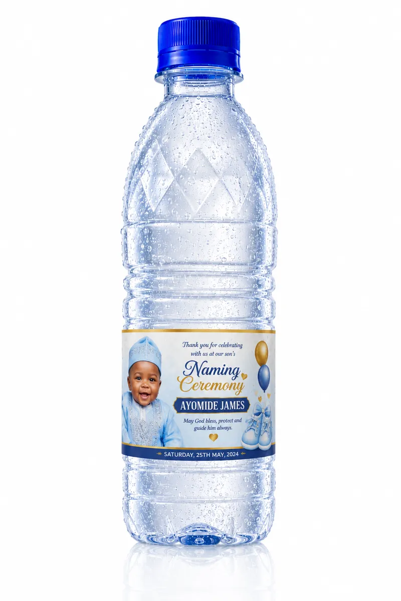 Customised Naming Ceremony &amp; Child Dedication Water Bottles — Dizpharm Nigeria